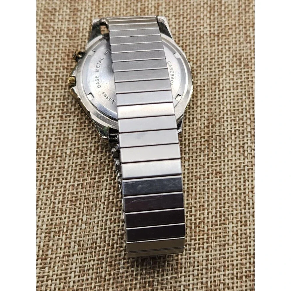 ELGIN FS321B Chrono Day/Date/Month Two-Tone Unisex Wristwatch New Battery